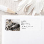 昼寝時間虎猫 |抽象芸術 |水彩 ラベル (インサイチュ)