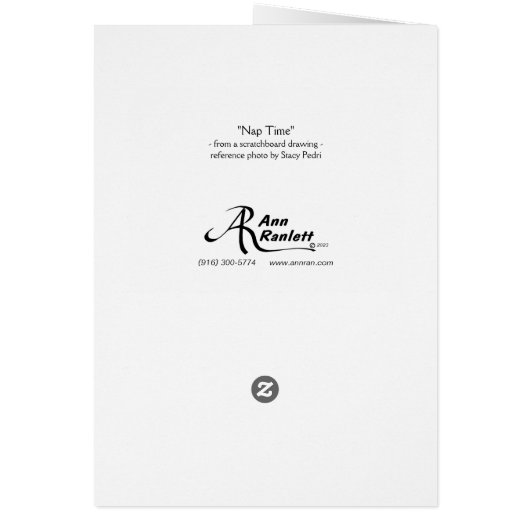 「昼寝時間」ベアカード (裏面)