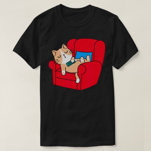 昼寝猫怠け猫可愛い猫昼寝定期的に眠気 Tシャツ (デザイン正面)