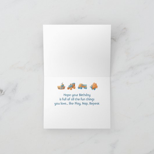 昼寝遊リピートおもしろいおもちゃカスタム誕生日 カード (内部)