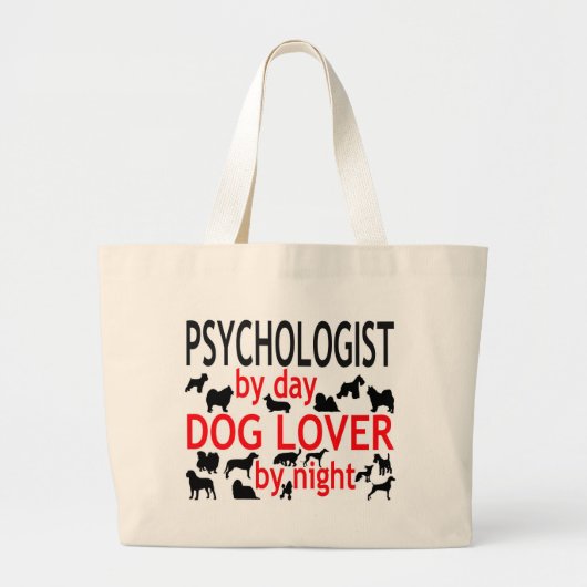 昼犬の恋人による心理学者 ラージトートバッグ (正面)