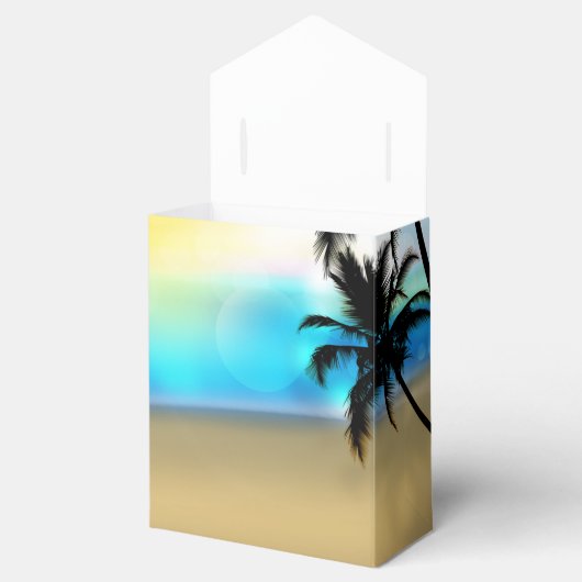 昼間のビーチとヤシの木の熱帯性好重箱 フェイバーボックス (オープン)