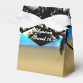 昼間のビーチとヤシの木の熱帯性好重箱 フェイバーボックス (正面サイド)