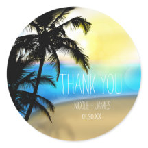 昼間のビーチとヤシの木トロピカルフェイスシール