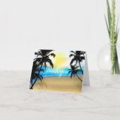 昼間のビーチ及びヤシの木の熱帯サンキューカード サンキューカード (正面)