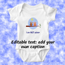 昼間のフクロウおもしろいズ漫画カスタム文字 ベビーボディスーツ