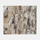 昼間の都市の空中展望 フリースブランケット (正面(横))