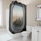 昼間の都市の飛行機の窓ビュー シャワーカーテン (インサイチュ)