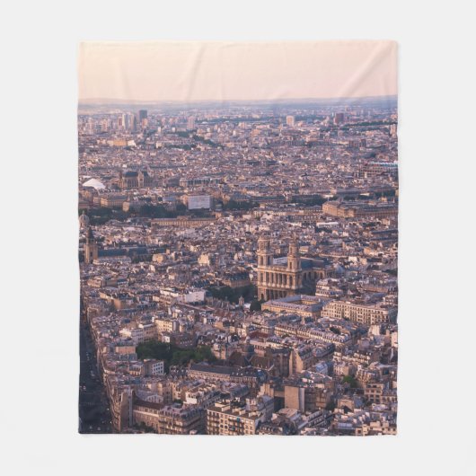 昼間の都市建物の航空写真 フリースブランケット (正面)