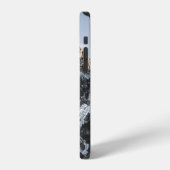 昼間の雪の冠のある山 iPhoneケース (左側面)