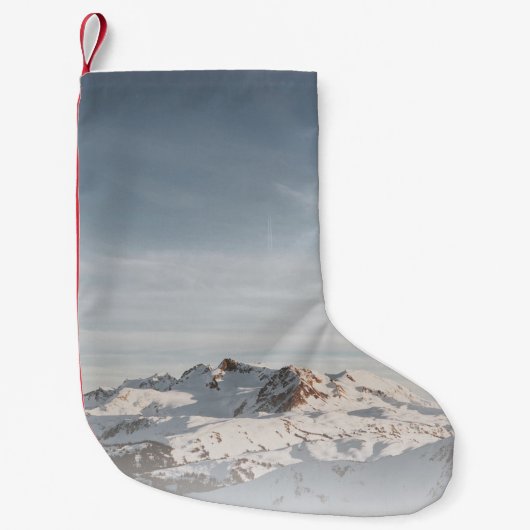 昼間の雪を頂いた山 スモールクリスマスストッキング (正面)