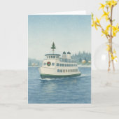 昼間フェリーのクリスマスカード カード (黄色い花)