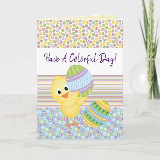昼間挨拶カラフルカードを持つ カード (正面)