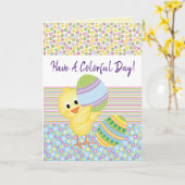 昼間挨拶カラフルカードを持つ カード (黄色い花)