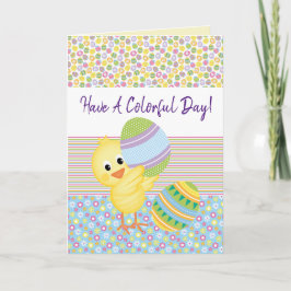 昼間挨拶カラフルカードを持つ カード