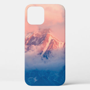 昼間雪に覆われた山 iPhone 12ケース