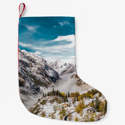 昼間雪山 スモールクリスマスストッキング (正面)