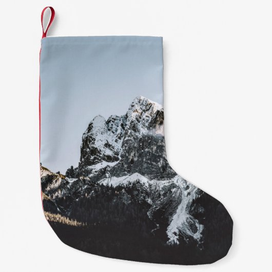 昼間雪蓋付き山 スモールクリスマスストッキング (正面)