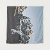 昼間雪蓋付き山 タペストリー (正面(横))