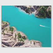 昼間青海水上の白い船 ラッピングペーパー (フラット)