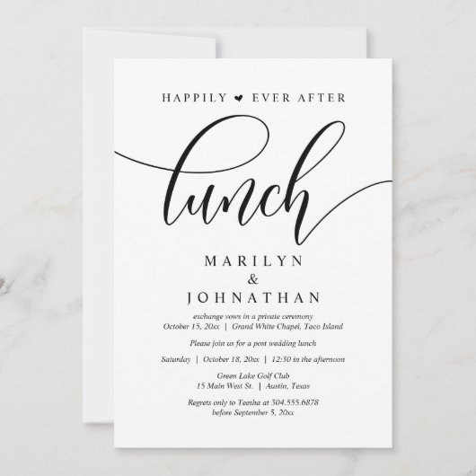 昼食の後ずっと幸せに、ポスト結婚の 招待状 (正面)