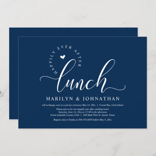 昼食の後、幸いにも結婚の駆け落ちパーティー 招待状 (正面/裏面)