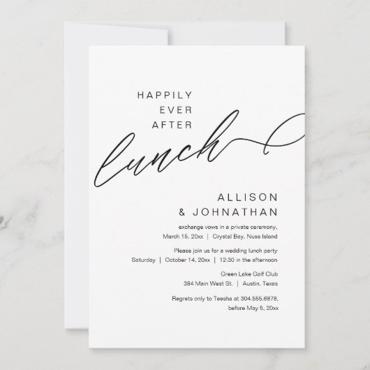 昼食の駆け落ちモダン後結婚楽しく 招待状 (正面)