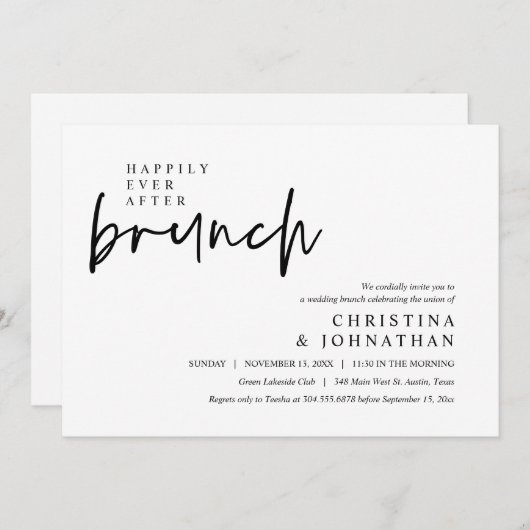 昼食会の後ずっと楽しモダンく過ごす 招待状 (正面/裏面)