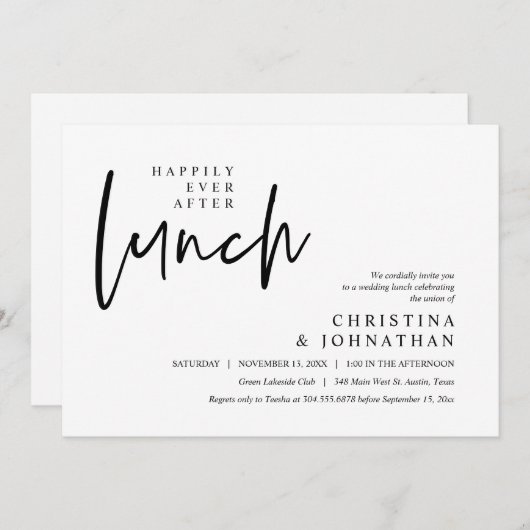 昼食会の後ずっと楽しモダンく過ごす 招待状 (正面/裏面)