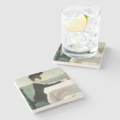 昼食会 ストーンコースター (横)