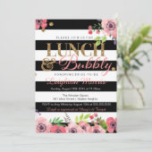 昼食及び快活なグリッターの白黒のブライダルシャワー 招待状 (スタンド正面)