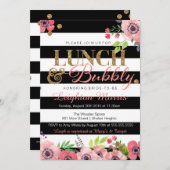 昼食及び快活なグリッターの白黒のブライダルシャワー 招待状 (正面/裏面)