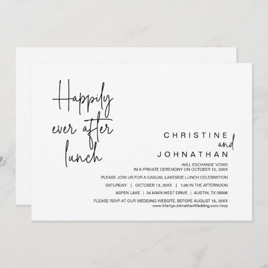 昼食後結婚の楽しい駆け落ち 招待状 (正面/裏面)