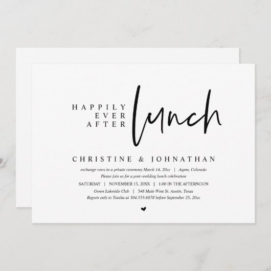 昼食結婚の後、幸いにもパーティーの駆け落ち 招待状 (正面/裏面)
