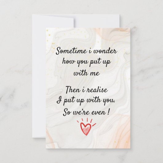 時々あ疑問に思あなたが私を我慢するおもしろいか サンキューカード (正面)