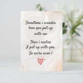 時々あ疑問に思あなたが私を我慢するおもしろいか サンキューカード (スタンド正面)