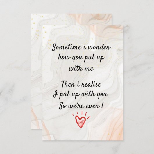 時々あ疑問に思あなたが私を我慢するおもしろいか サンキューカード (正面/裏面)