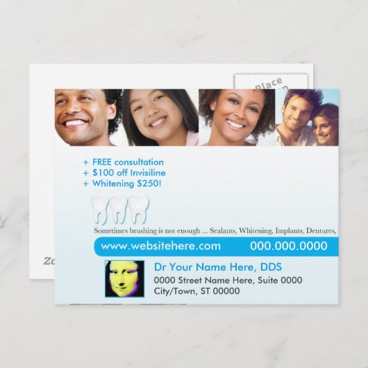 時々ブラシをかける歯科郵便はがき|は十分ではないです ポストカード (正面/裏面)