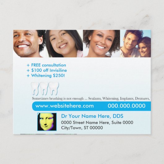 時々ブラシをかける歯科郵便はがき|は十分ではないです ポストカード (正面)