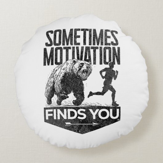 時々モチベーションおもしろいはランニングあなたを見つける ラウンドクッション (裏面)