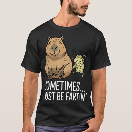 時々私はただおならが面白いカピバラ Tシャツ (正面)