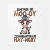 時々私はモー干し草の牛を食べる フリースブランケット (正面)