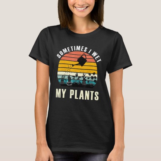 時々私は私の植物のレトロスタイル Tシャツ (正面)