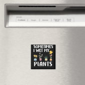 時々私は私の植物を湿らせおもしろい- Gardening Pun マグネット (インサイチュ (食洗機))