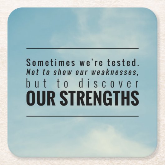 時々私達はテストされます スクエアペーパーコースター (正面)