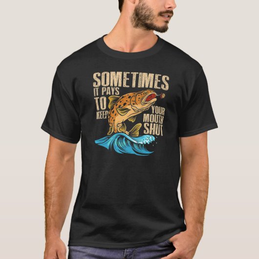 時おもしろい々口を閉じ保て支払う Tシャツ (正面)