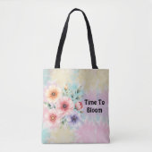 時が来た　花開く　タイダイ染めの花 トートバッグ (正面)