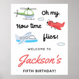 時が飛ぶ 飛行機 ヘリコプター 誕生日 お祝い ポスター