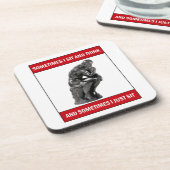 時には座って考えいる、時には座る コースター (左側)