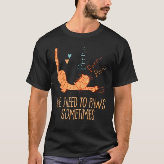 時には立ち止まる猫のワークアウト Tシャツ (正面)